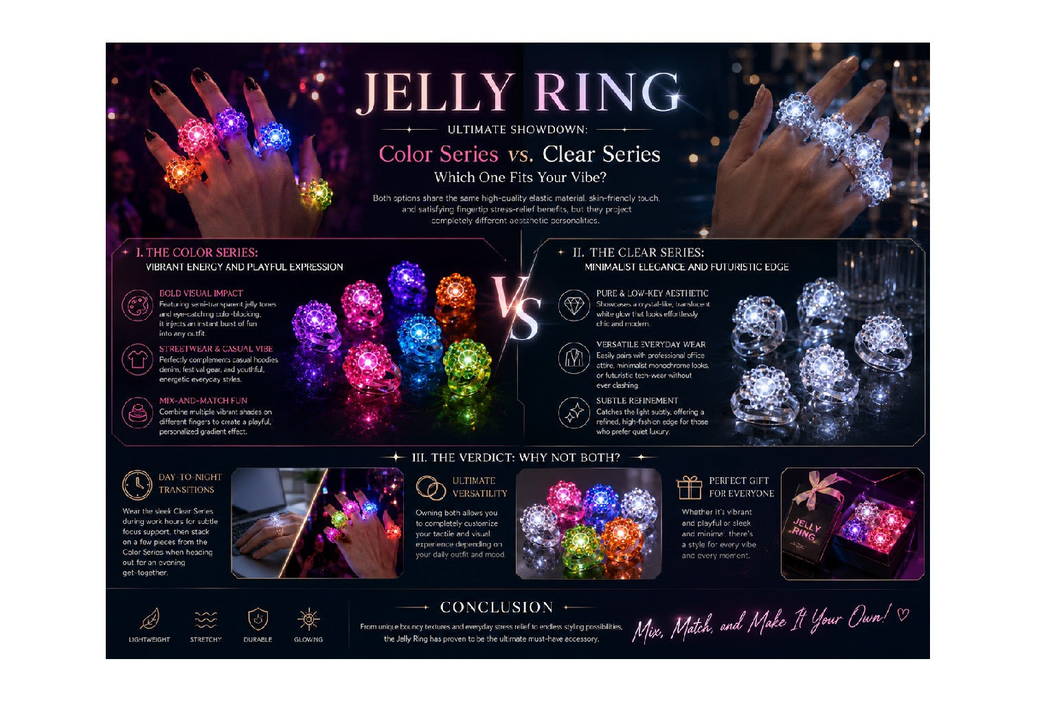 Jelly Ring Ultimate Showdown: Color Series vs. Clear Series - Which One Fits Your Vibe?