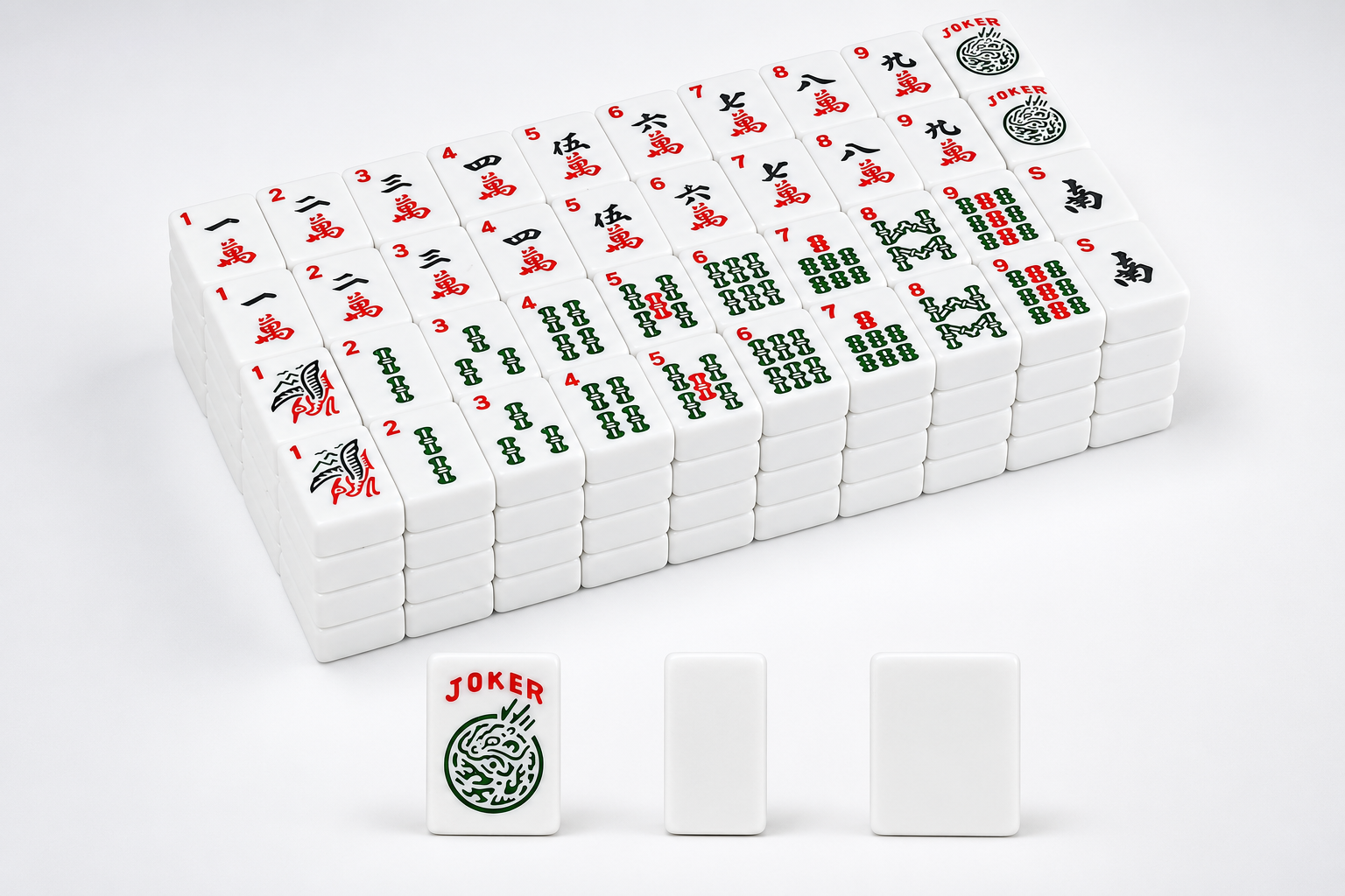 Narati American Western-Style Mahjong Tiles – 166-Piece Set, Scratch-Resistant Melamine, Tiles Only Type A