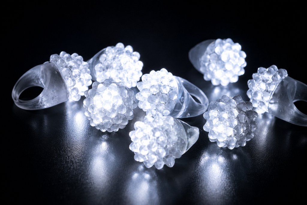 Clear LED Jelly Rings – Light Up Stretchy Spiky Fidget Rings, Flashing Transparent Party Favors, Glow Party Supplies & Carnival Prizes