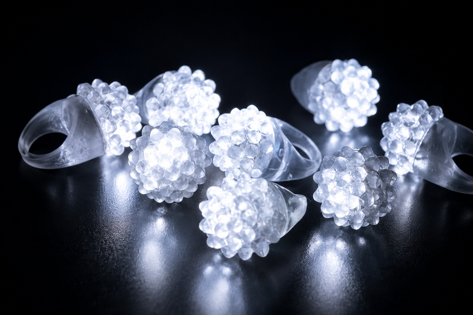 Clear LED Jelly Rings – Light Up Stretchy Spiky Fidget Rings, Flashing Transparent Party Favors, Glow Party Supplies & Carnival Prizes