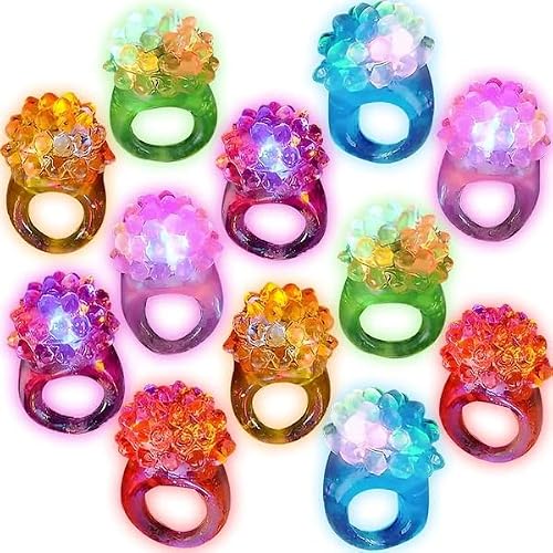 LED Jelly Rings – Light Up Stretchy Spiky Party Favor Rings, Flashing Glow Party Supplies & Giveaway Prizes