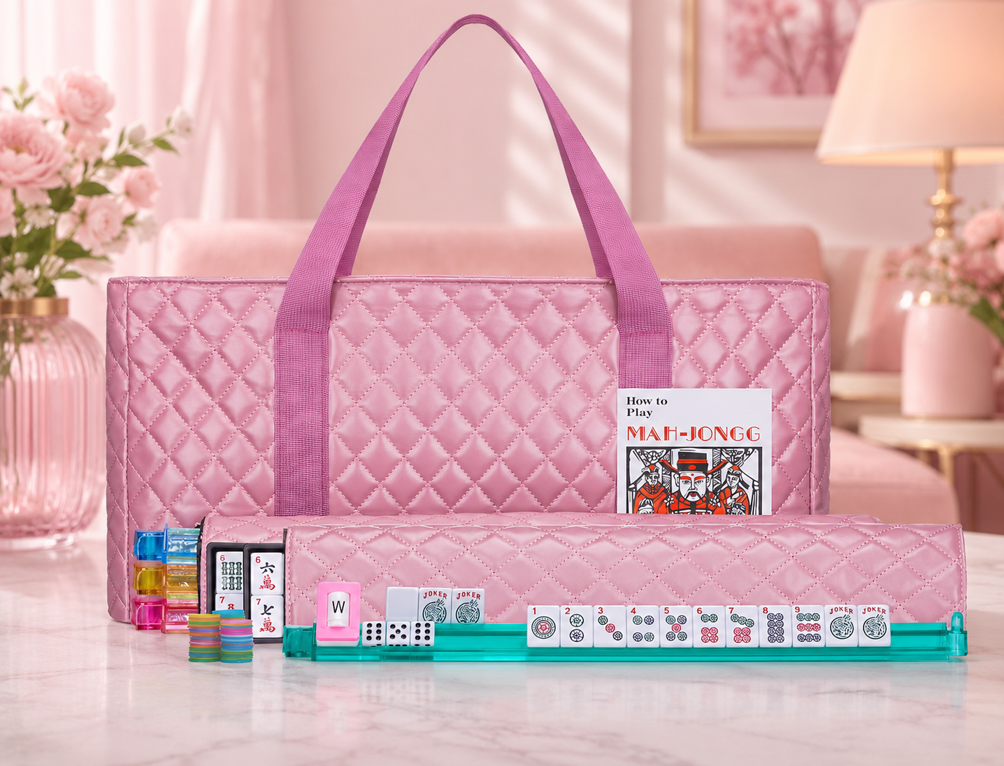 American Mah Jongg Complete Set, 166 Tiles with All-in-One Combo Racks and PU Carry Bag