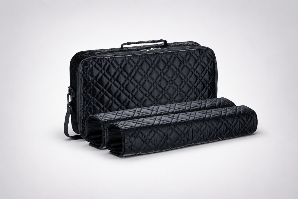 Luxury Quilted PU Leather American Mahjong Carry Bag – Black, Bag