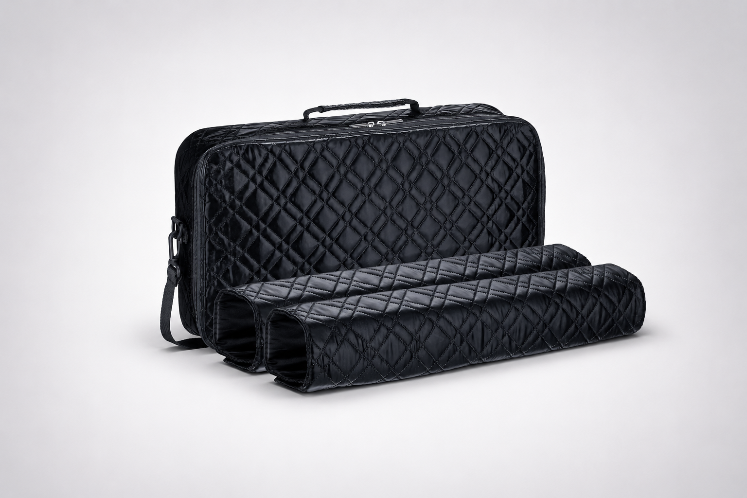 Luxury Quilted PU Leather American Mahjong Carry Bag – Black, Bag