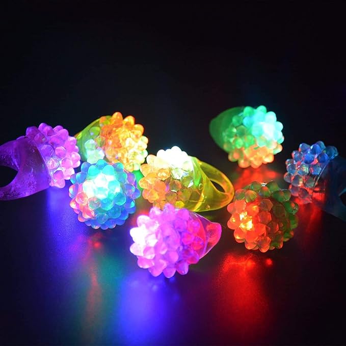 LED Jelly Rings – Light Up Stretchy Spiky Party Favor Rings, Flashing Glow Party Supplies & Giveaway Prizes