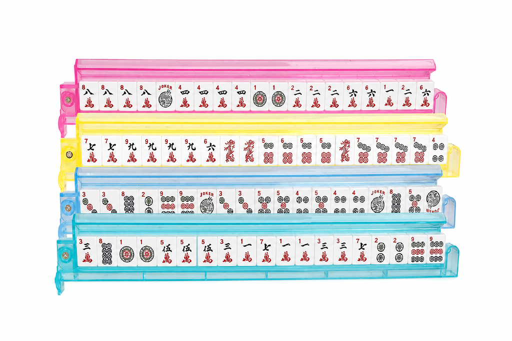 Acrylic Mahjong Mah Jongg Rack and Pusher Combo Set - 4 color Racks