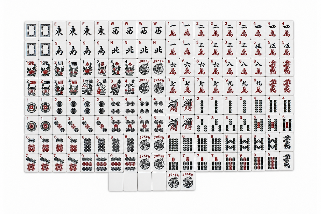 Narati American Western-Style Mahjong Tiles – 166-Piece Set, Scratch-Resistant Melamine, Tiles Only Type A
