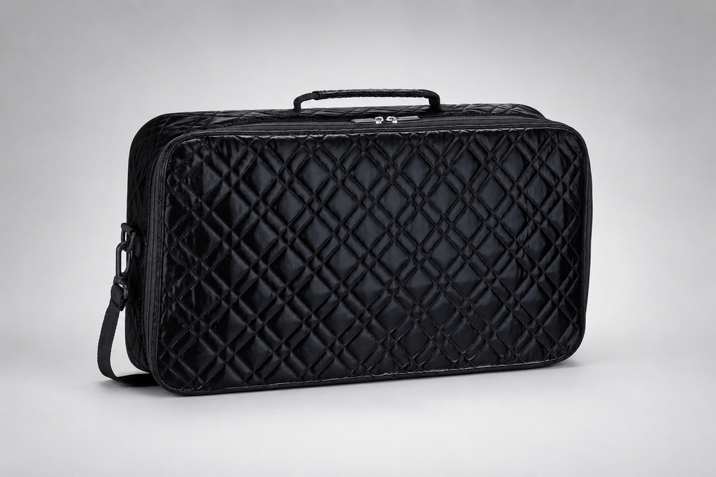 Luxury Quilted PU Leather American Mahjong Carry Bag – Black, Bag