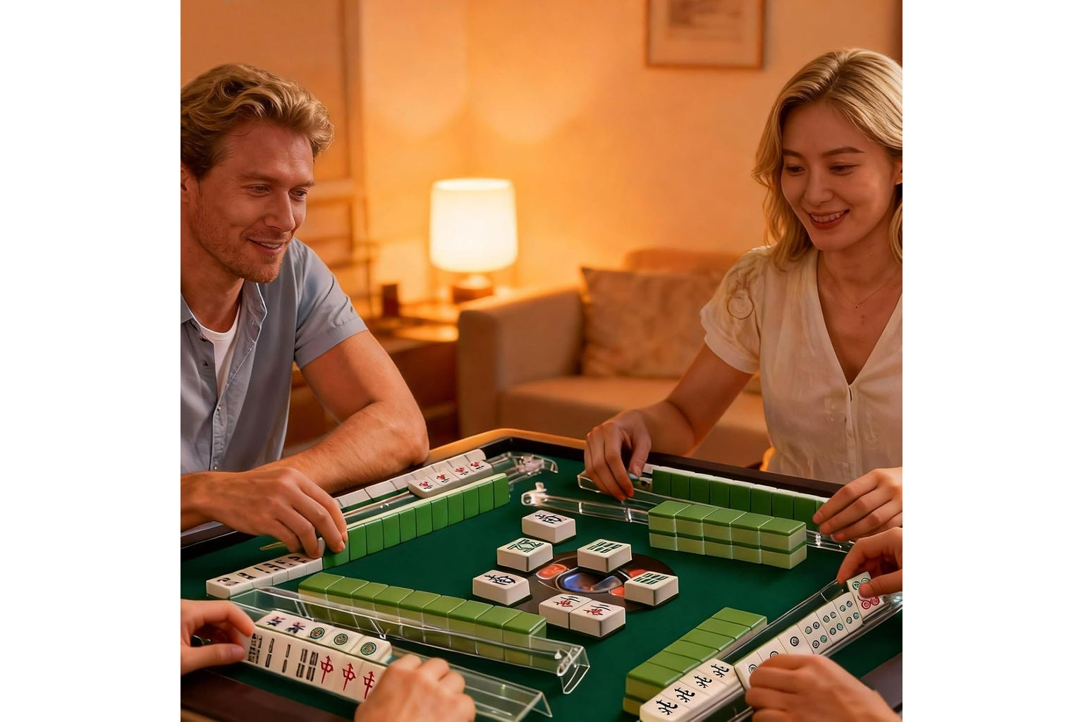 Clear All-in-One American Mahjong Racks with Pushers – Set of 4