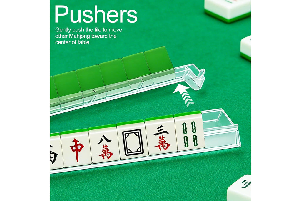 Clear All-in-One American Mahjong Racks with Pushers – Set of 4