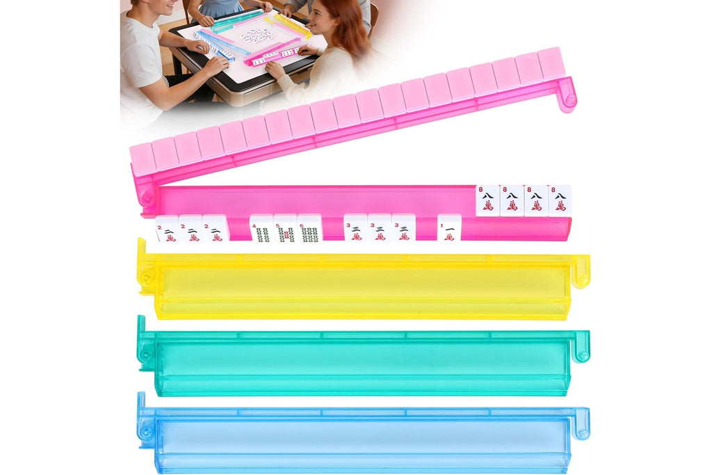 Acrylic Mahjong Mah Jongg Rack and Pusher Combo Set - 4 color Racks