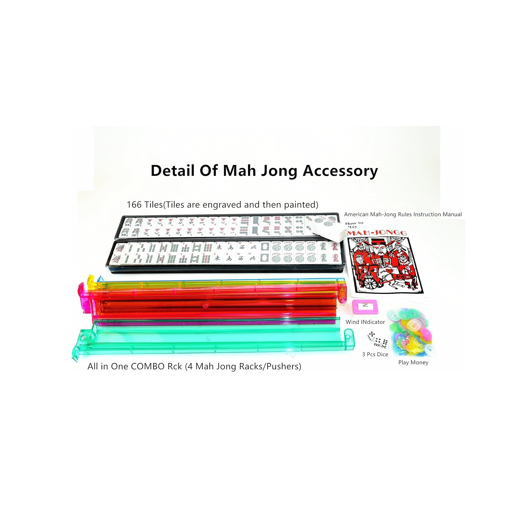 Classic American Mah Jongg Set with 166 Tiles and 4 Combo Racks